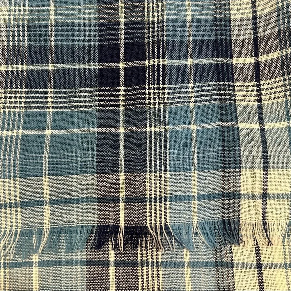 Lands’ End Blue Plaid Winter Scarf